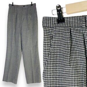 Giorgio Sant Angelo Gingham Tweed Womens Pants Trousers Sz 14 Wool Black White